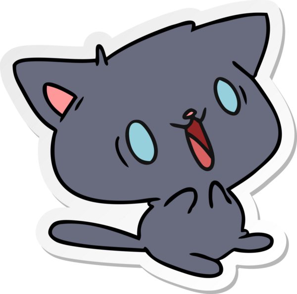 Bir insan tarafından çizilmiş sevimli kawaii kedisinin çizilmiş bir karikatür çizimi