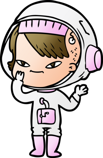 Bir insan tarafından çizilmiş astronot kadın.