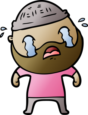 Çizgi film sakallı adam bir insan tarafından çizilmiş ağlıyor.