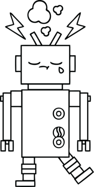 Bir insan tarafından çizilmiş ağlayan bir robot çizimi