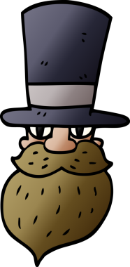 Bir insan tarafından çizilmiş silindir şapkalı karikatür adam.