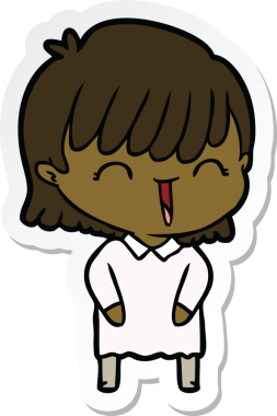 Bir insan tarafından çizilmiş bir karikatür kadının çıkartması.