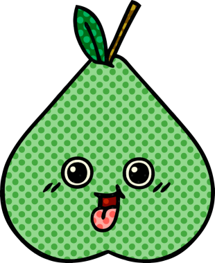 bir insan tarafından çizilmiş bir armut karikatürü.