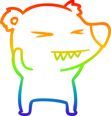 Kızgın bir kutup ayısının çizdiği gökkuşağı gradyan çizgi insan tarafından çizilmiş.