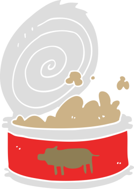 Bir insan tarafından çizilmiş düz renkli karikatür konservesi