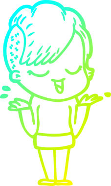 Bir insan tarafından çizilmiş mutlu çizgi film kızı çizimi.