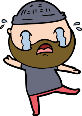 Çizgi film sakallı adam bir insan tarafından çizilmiş ağlıyor.