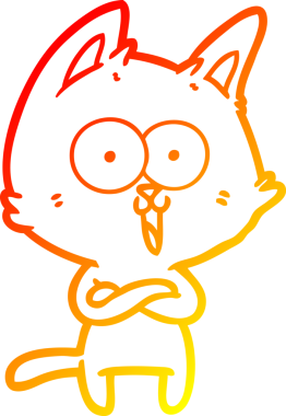 Bir insan tarafından çizilmiş komik bir çizgi film kedisinin sıcak çizgi çizimi