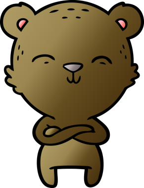 Bir insan tarafından çizilmiş kendine güvenen mutlu çizgi film ayısı.