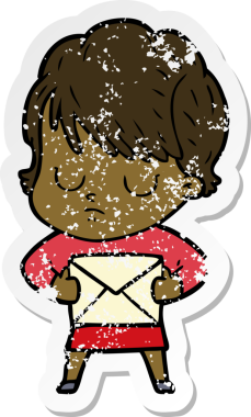 Bir insan tarafından çizilmiş karikatür bir kadının sıkıntılı çıkartması.