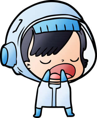 Karikatür astronot kadın bir insan tarafından çizilmiş.