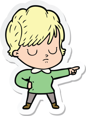 Bir insan tarafından çizilmiş bir karikatür kadının çıkartması.