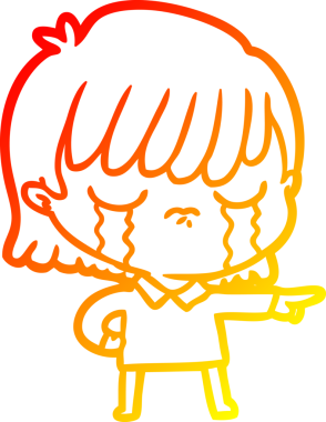 Bir insan tarafından çizilmiş, ağlayan bir çizgi kadın çizimi.