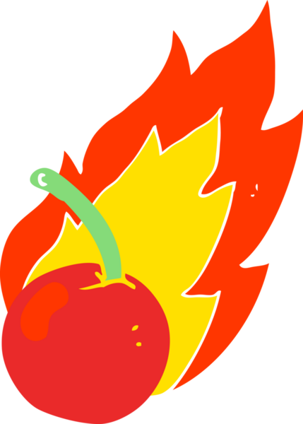 Bir insan tarafından çizilmiş kirazın düz renk çizimi