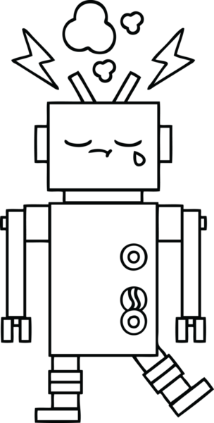 Bir insan tarafından çizilmiş ağlayan bir robot çizimi
