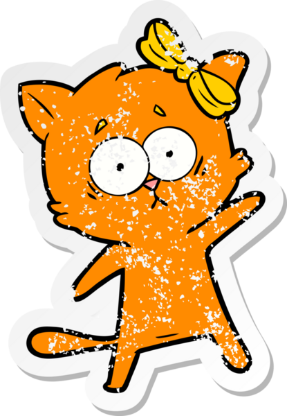 Bir insan tarafından çizilmiş karikatür bir kedinin sıkıntılı çıkartması.