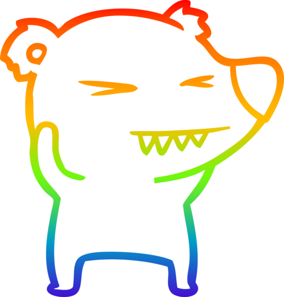 Kızgın bir kutup ayısının çizdiği gökkuşağı gradyan çizgi insan tarafından çizilmiş.