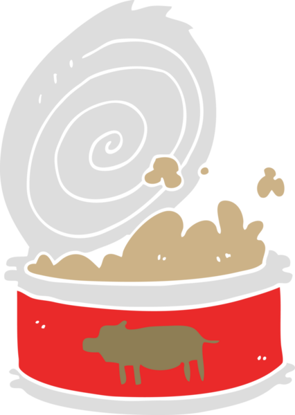 Bir insan tarafından çizilmiş düz renkli karikatür konservesi