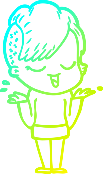 Bir insan tarafından çizilmiş mutlu çizgi film kızı çizimi.