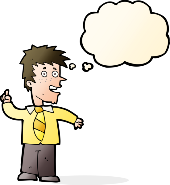 Bir insan tarafından çizilmiş düşünce baloncuğu fikri olan çizgi film adamı.