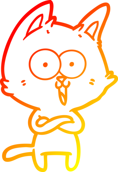 Bir insan tarafından çizilmiş komik bir çizgi film kedisinin sıcak çizgi çizimi