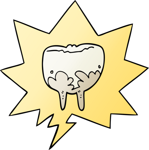 bir insan tarafından çizilmiş düzgün eğimli konuşma baloncuklu çizgi film dişleri