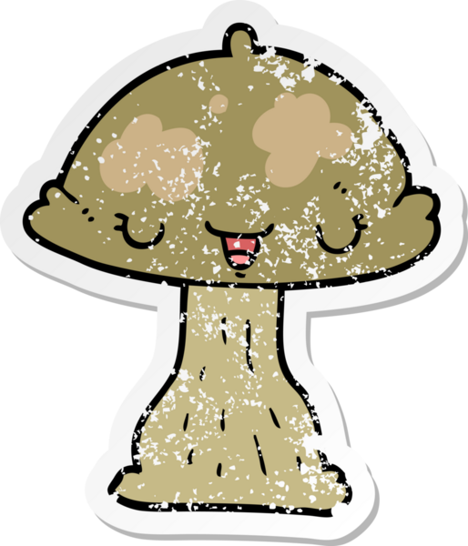 Bir insan tarafından çizilmiş bir mantarın sıkıntılı yapıştırması.