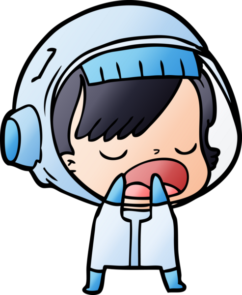 Karikatür astronot kadın bir insan tarafından çizilmiş.