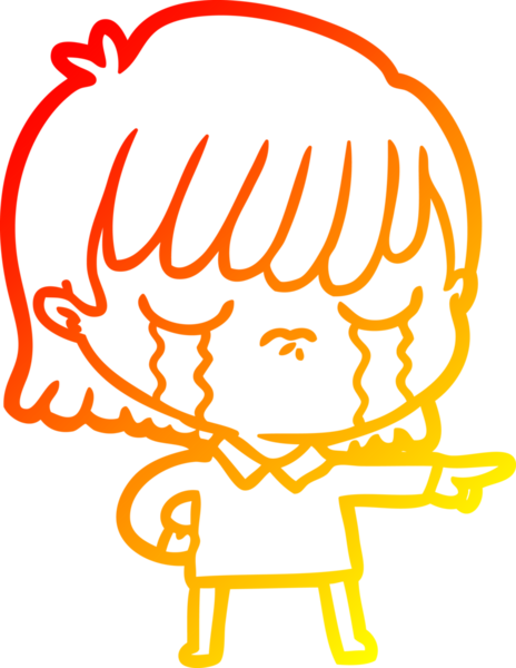 Bir insan tarafından çizilmiş, ağlayan bir çizgi kadın çizimi.