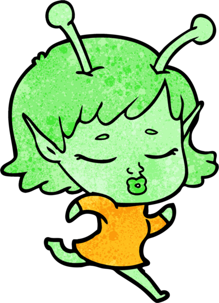 Bir insan tarafından çizilmiş uzaylı kız.