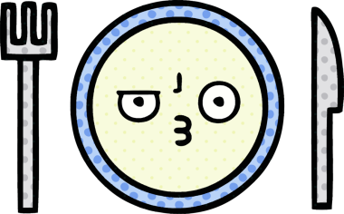 Bir insan tarafından çizilmiş yemek tabağının çizgi romanı.