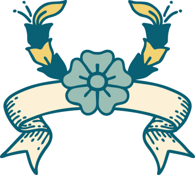 Bir insan tarafından çizilmiş dekoratif çiçekli geleneksel dövme.