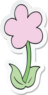 Bir insan tarafından çizilmiş şirin bir karikatür çiçeğinin çıkartması.