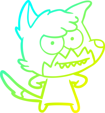 Bir insan tarafından çizilmiş sırıtan bir tilkinin soğuk çizgi çizimi