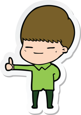 Bir insan tarafından çizilmiş kendini beğenmiş bir çocuğun çıkartması.