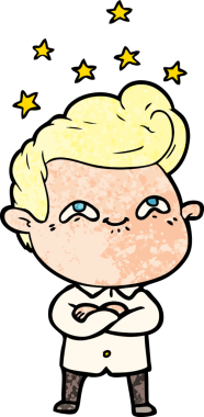 Bir insan tarafından çizilmiş heyecanlı bir çizgi film.