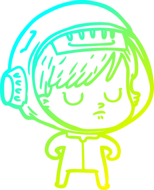 Bir insan tarafından çizilmiş soğuk gradyan çizgili astronot kadın çizimi.