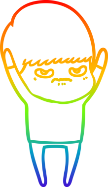 Bir insan tarafından çizilmiş kızgın bir çizgi film çocuğunun çizimi.