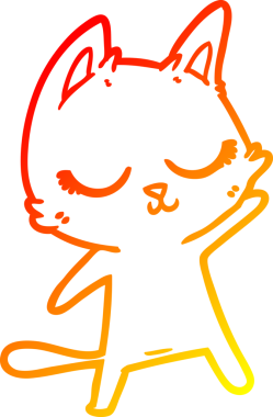 Bir insan tarafından çizilen sakin çizgi film kedisinin sıcak çizgi çizgisi.