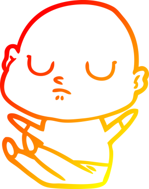 Bir insan tarafından çizilmiş kel bir adamın sıcak çizgi çizimi.