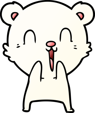 Bir insan tarafından çizilmiş mutlu kutup ayısı çizgi filmi.