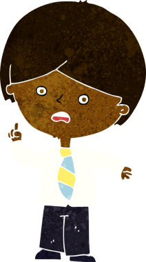 Çizgi film endişeli okul çocuğu bir insan tarafından çizildi.