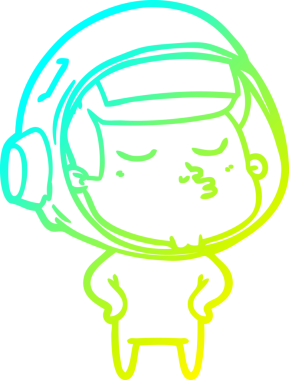 Bir insan tarafından çizilmiş kendinden emin bir astronotun soğuk çizgi çizimi.