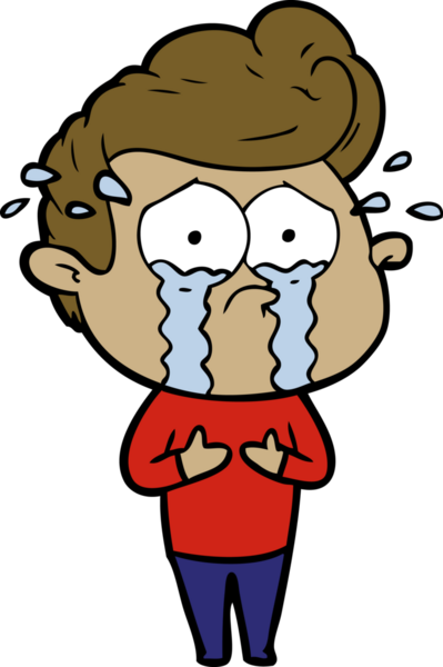 Bir insan tarafından çizilmiş ağlayan bir karikatür.