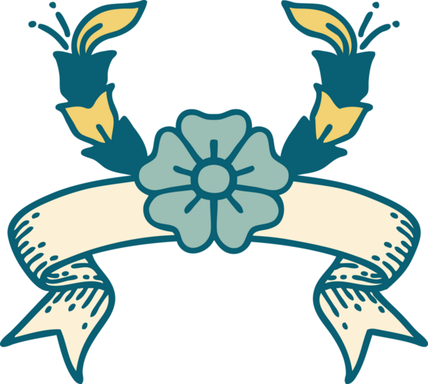 Bir insan tarafından çizilmiş dekoratif çiçekli geleneksel dövme.