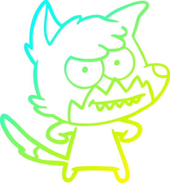 Bir insan tarafından çizilmiş sırıtan bir tilkinin soğuk çizgi çizimi