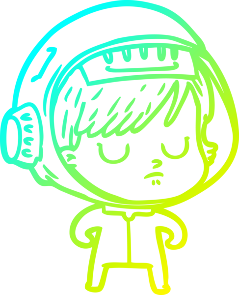 Bir insan tarafından çizilmiş soğuk gradyan çizgili astronot kadın çizimi.