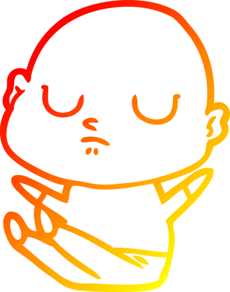 Bir insan tarafından çizilmiş kel bir adamın sıcak çizgi çizimi.