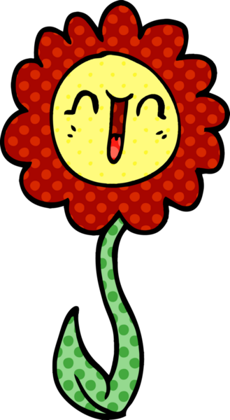 Bir insan tarafından çizilmiş mutlu bir çiçek.