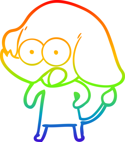 Gökkuşağı gradyan çizgisi bir insan tarafından çizilmiş şirin bir fil çizimi